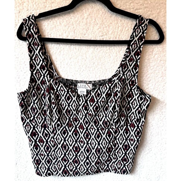 L.I.F.E. Love Is For Eternity Women’s Crop Top Large Brown Tan Smocked - Picture 2 of 7